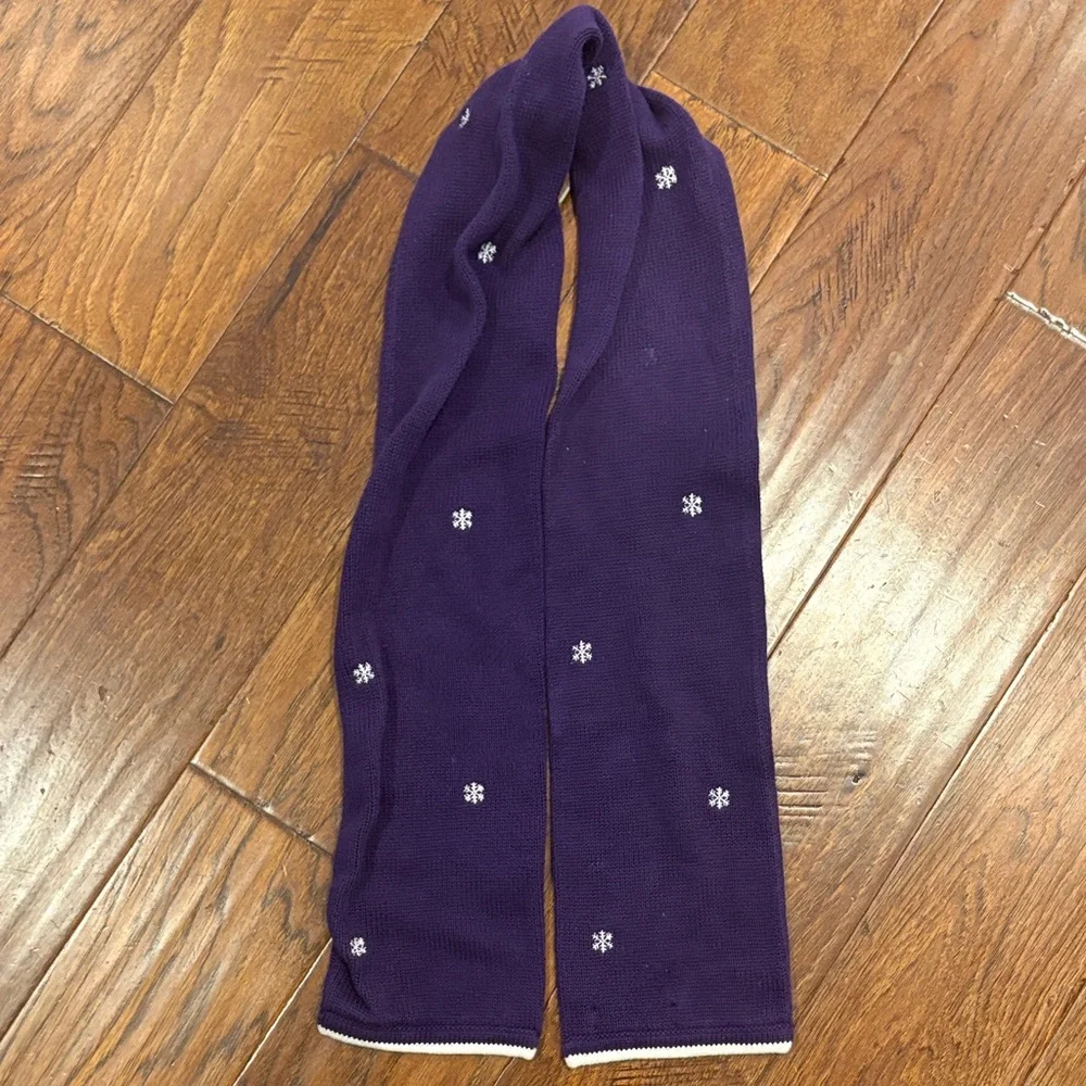 Girls Lands End Purple Scarf with White Snowflakes